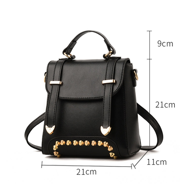 Rivet Pattern Leisure Fashion PU Double Shoulder Bag Handbag