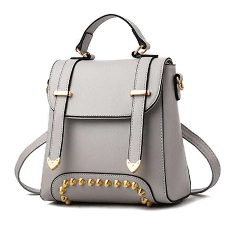 Rivet Pattern Leisure Fashion PU Double Shoulder Bag Handbag