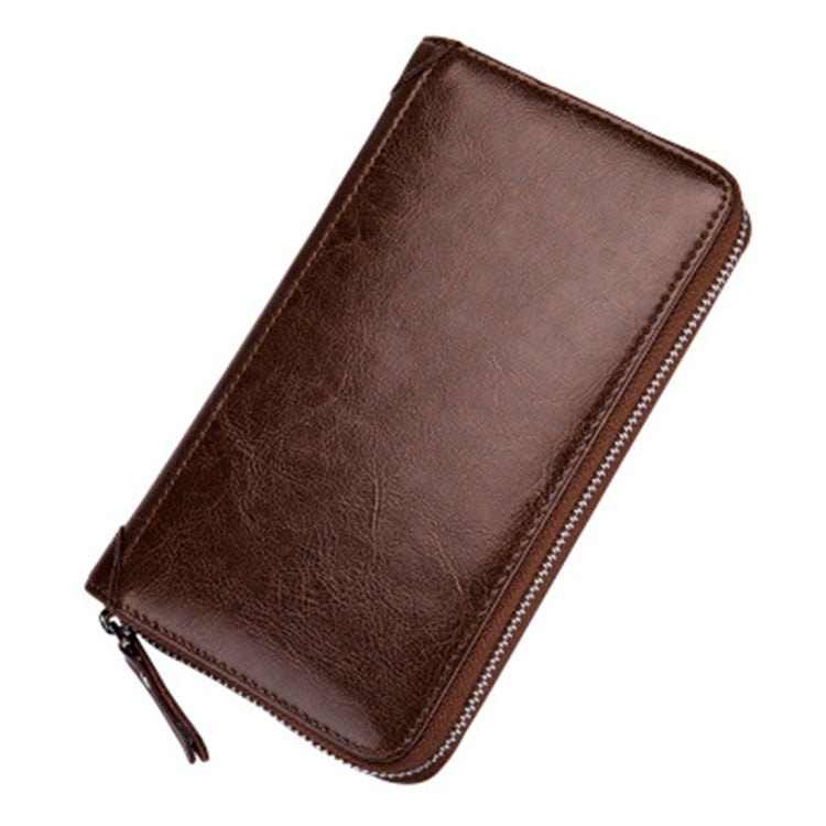 Multi-function Genuine Leather Long Style Zipper Solid Color Card Holder Wallet RFID Blocking Certificate Passport Bag Protect Case, Size: 19.5*11.0*2.5cm