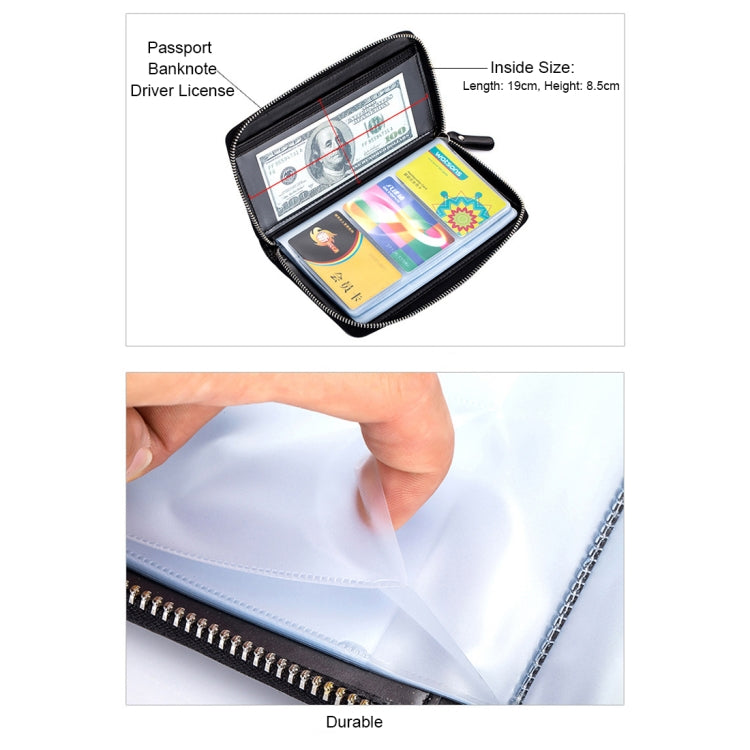 Multi-function Genuine Leather Long Style Zipper Solid Color Card Holder Wallet RFID Blocking Certificate Passport Bag Protect Case, Size: 19.5*11.0*2.5cm