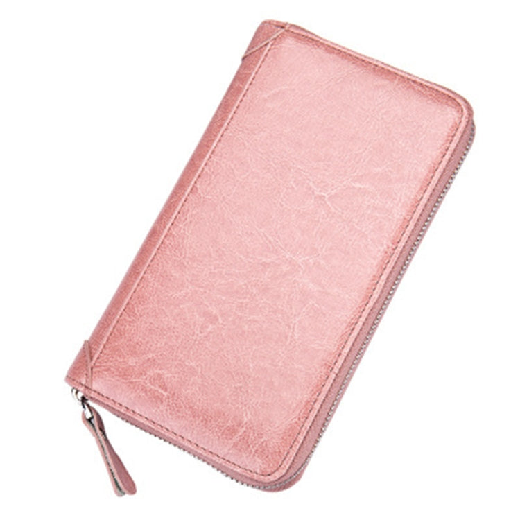 Multi-function Genuine Leather Long Style Zipper Solid Color Card Holder Wallet RFID Blocking Certificate Passport Bag Protect Case, Size: 19.5*11.0*2.5cm