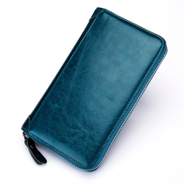 Multi-function Genuine Leather Long Style Zipper Solid Color Card Holder Wallet RFID Blocking Certificate Passport Bag Protect Case, Size: 19.5*11.0*2.5cm