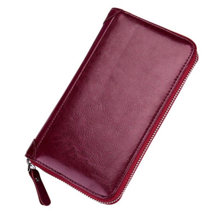 Multi-function Genuine Leather Long Style Zipper Solid Color Card Holder Wallet RFID Blocking Certificate Passport Bag Protect Case, Size: 19.5*11.0*2.5cm