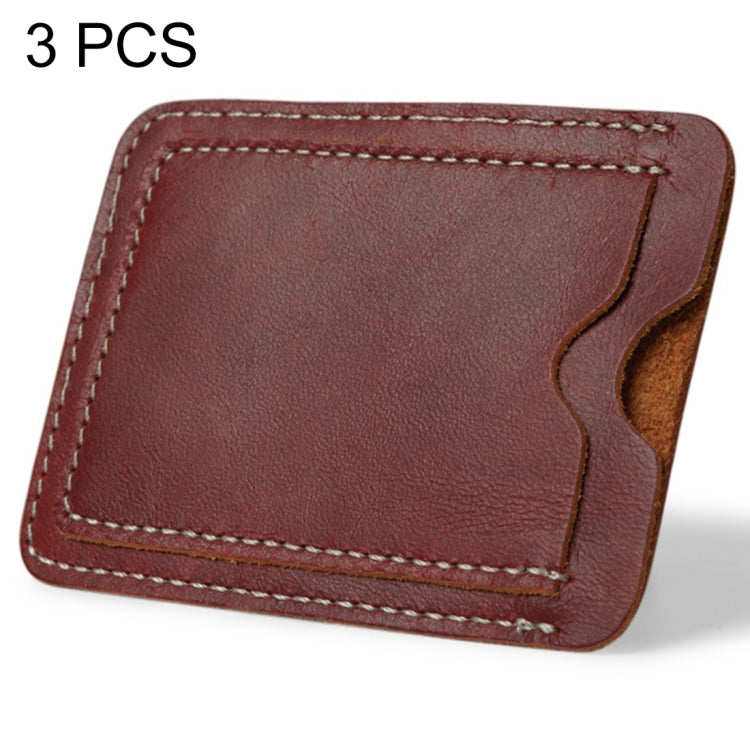 3 PCS XIAO YUAN XIANG Cowhide Leather License Sleeve Pocket Wallet Coin Purse Credit Card Holder, Size: 10.2cm x 7.6cm, Random Color Delivery