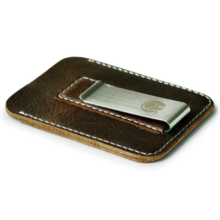 3 PCS XIAO YUAN XIANG Cowhide Leather Pocket Wallet Purse Credit Card Sleeve Holder with Clip, Size: 10.6cm x 7.2cm, Random Color Delivery