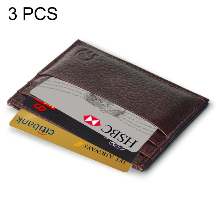 3 PCS XIAO YUAN XIANG Cowhide Leather Slim Thin Pocket Wallet Coin Purse Card Holder, Size: 10.3cm x 7.6cm, Random Color Delivery