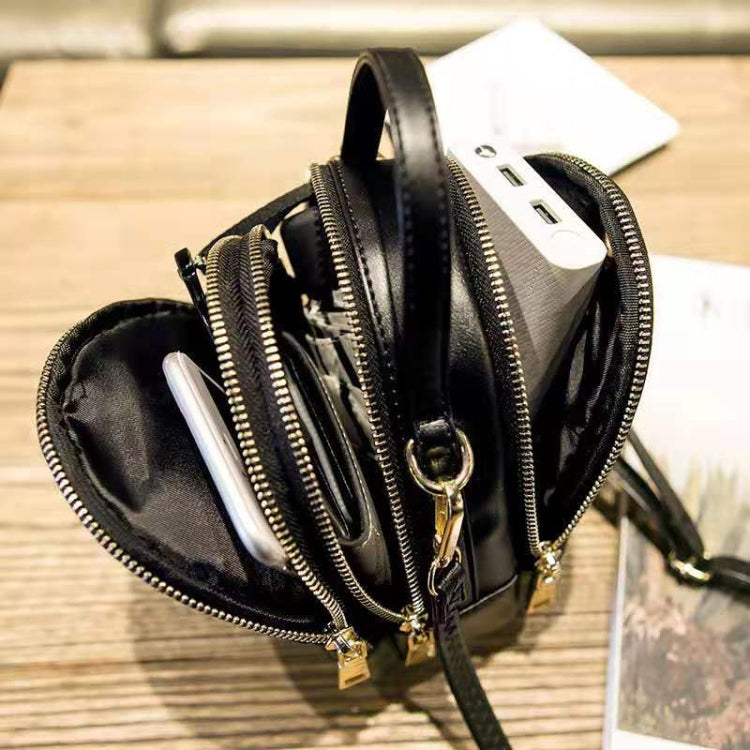 Rhombus Texture PU Leather Double Shoulder School Bag Travel Backpack, Size: L (Black)