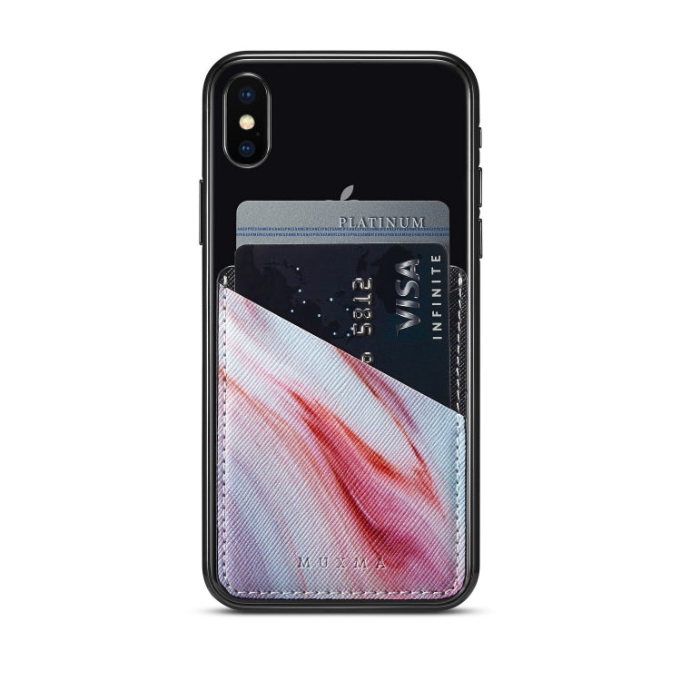 MUXMA  Red Marble Leather Pocket Card Mini Mobile Phone Case 3M Plastic Credit Card Mobile Phone Back Stickers Card Sets