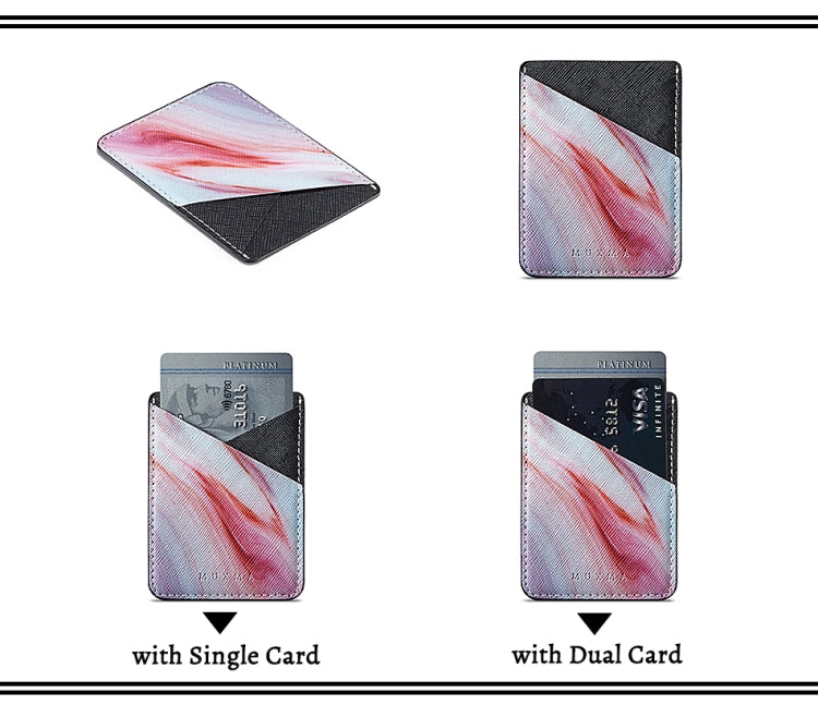 MUXMA  Red Marble Leather Pocket Card Mini Mobile Phone Case 3M Plastic Credit Card Mobile Phone Back Stickers Card Sets