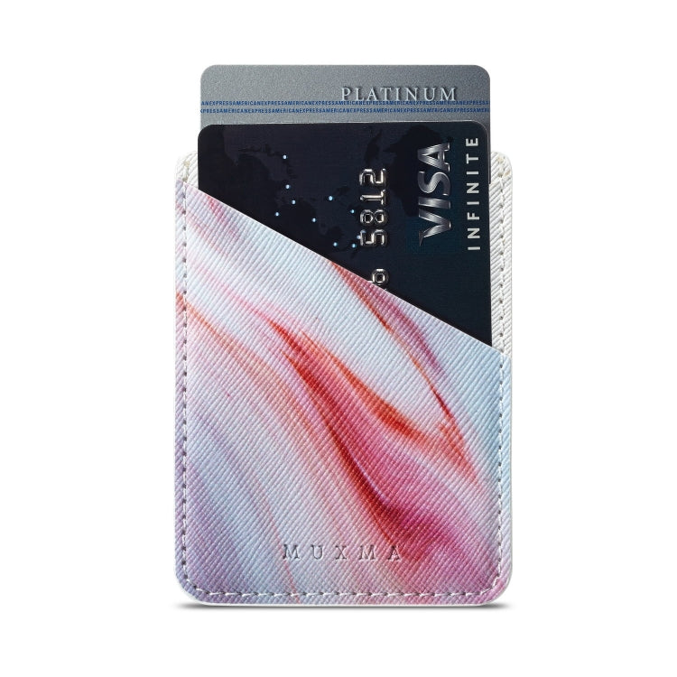 MUXMA  Red Marble Leather Pocket Card Mini Mobile Phone Case 3M Plastic Credit Card Mobile Phone Back Stickers Card Sets