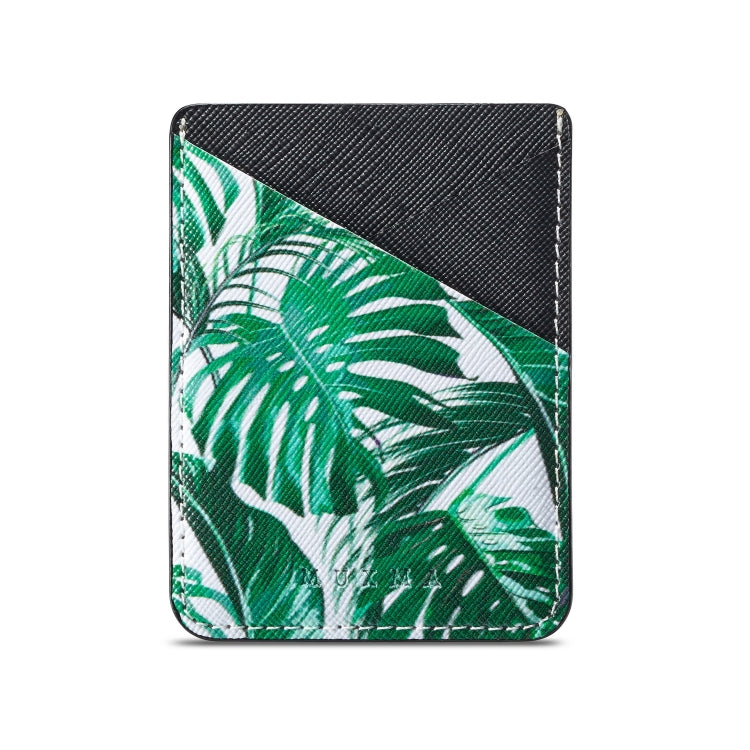 MUXMA  Tropical Leaves Leather Pocket Card Mini Mobile Phone Case 3M Plastic Credit Card Mobile Phone Back Stickers Card Sets