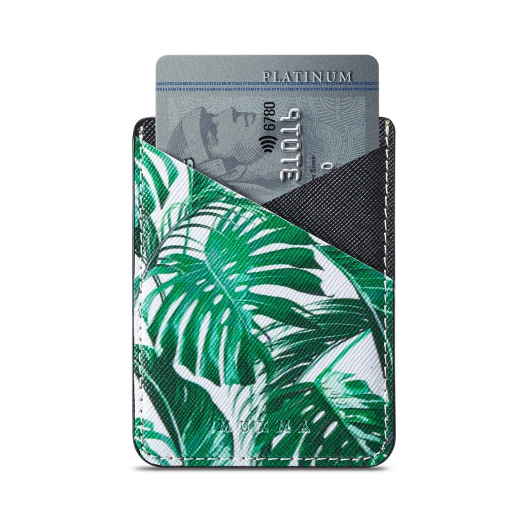 MUXMA  Tropical Leaves Leather Pocket Card Mini Mobile Phone Case 3M Plastic Credit Card Mobile Phone Back Stickers Card Sets