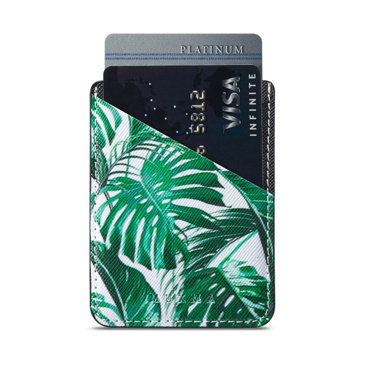 MUXMA  Tropical Leaves Leather Pocket Card Mini Mobile Phone Case 3M Plastic Credit Card Mobile Phone Back Stickers Card Sets
