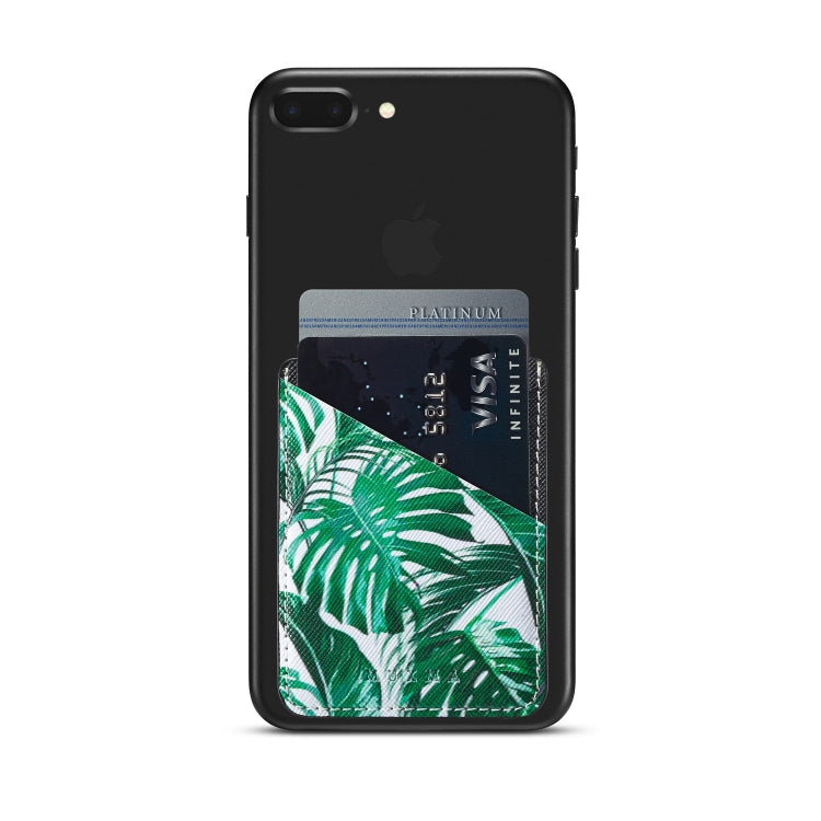 MUXMA  Tropical Leaves Leather Pocket Card Mini Mobile Phone Case 3M Plastic Credit Card Mobile Phone Back Stickers Card Sets