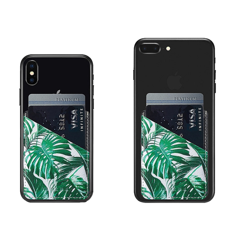 MUXMA  Tropical Leaves Leather Pocket Card Mini Mobile Phone Case 3M Plastic Credit Card Mobile Phone Back Stickers Card Sets