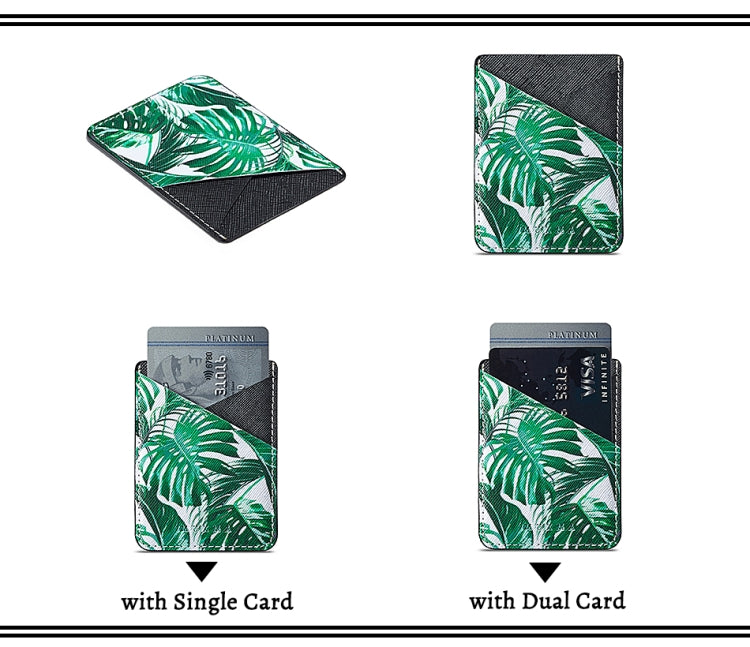 MUXMA  Tropical Leaves Leather Pocket Card Mini Mobile Phone Case 3M Plastic Credit Card Mobile Phone Back Stickers Card Sets