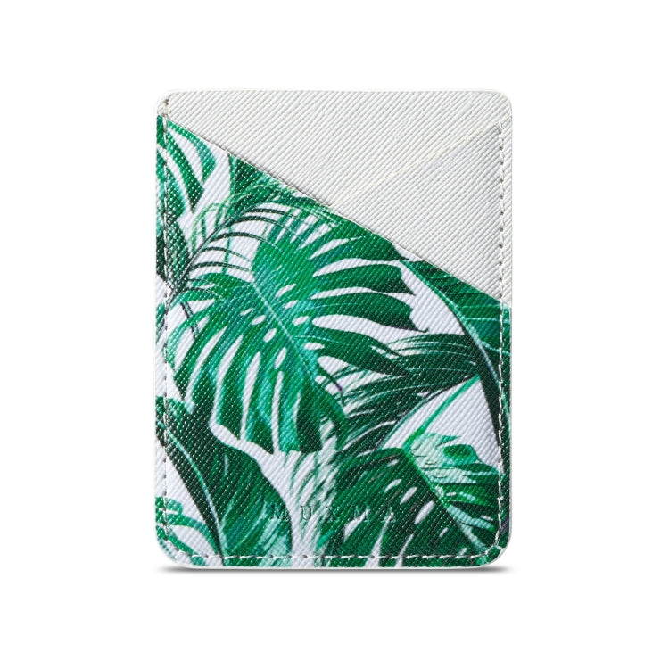 MUXMA  Tropical Leaves Leather Pocket Card Mini Mobile Phone Case 3M Plastic Credit Card Mobile Phone Back Stickers Card Sets