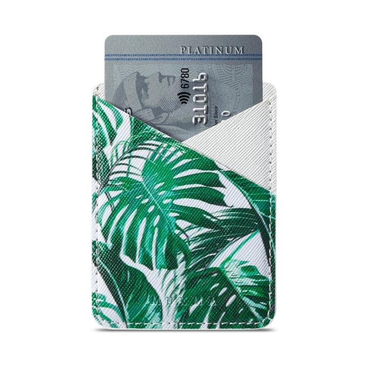 MUXMA  Tropical Leaves Leather Pocket Card Mini Mobile Phone Case 3M Plastic Credit Card Mobile Phone Back Stickers Card Sets