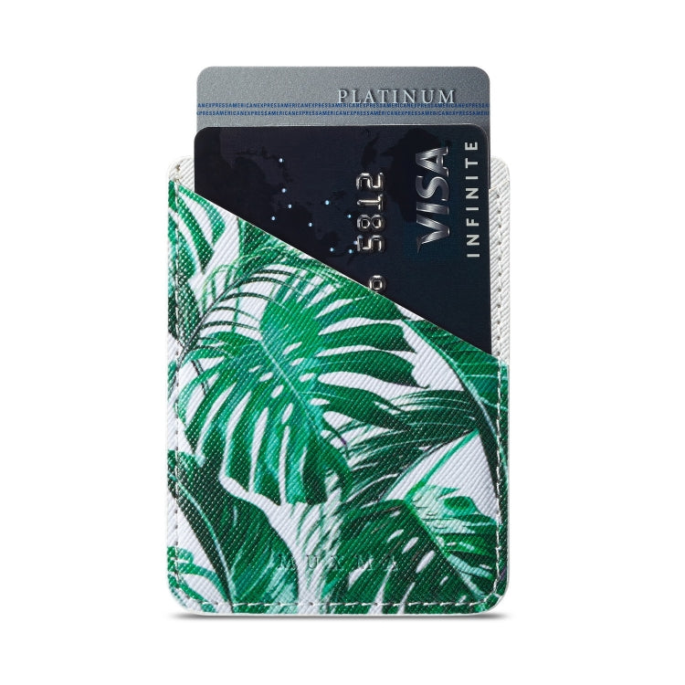 MUXMA  Tropical Leaves Leather Pocket Card Mini Mobile Phone Case 3M Plastic Credit Card Mobile Phone Back Stickers Card Sets