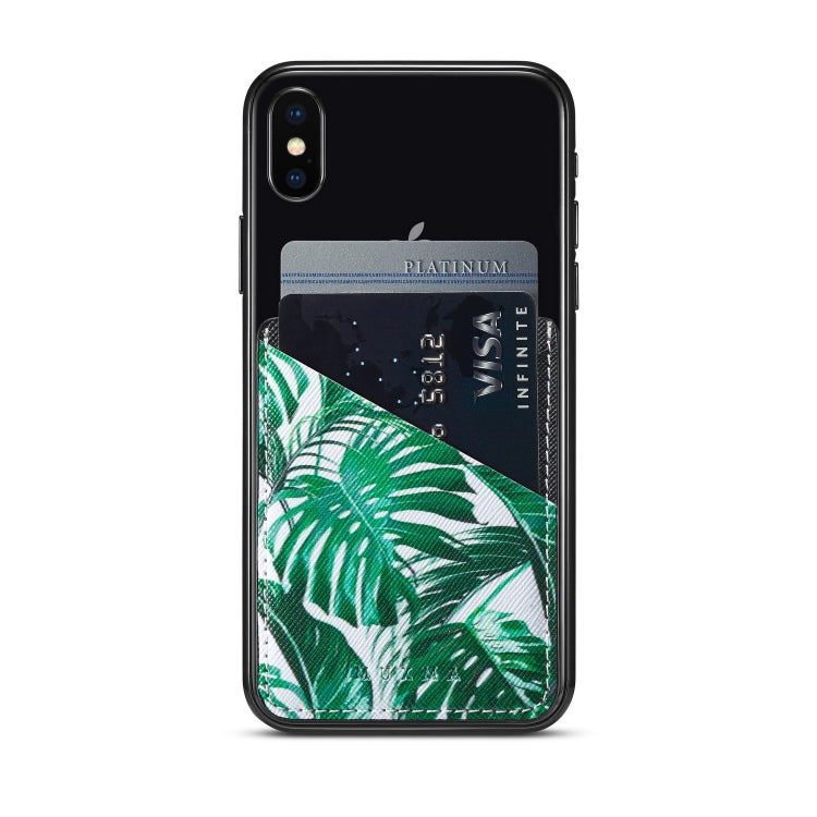 MUXMA  Tropical Leaves Leather Pocket Card Mini Mobile Phone Case 3M Plastic Credit Card Mobile Phone Back Stickers Card Sets