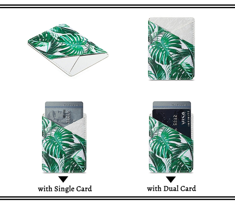 MUXMA  Tropical Leaves Leather Pocket Card Mini Mobile Phone Case 3M Plastic Credit Card Mobile Phone Back Stickers Card Sets