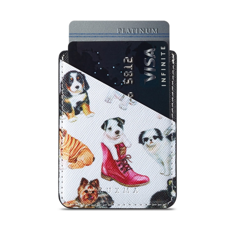 MUXMA  Puppy  Leather Pocket Card Mini Mobile Phone Case 3M Plastic Credit Card Mobile Phone Back Stickers Card Sets