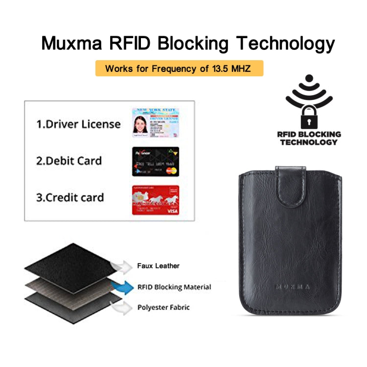 MUXMA RFID Blocking Leather Pocket Card 5 Card Pack Mobile Shell 3M Plastic Credit Card Set