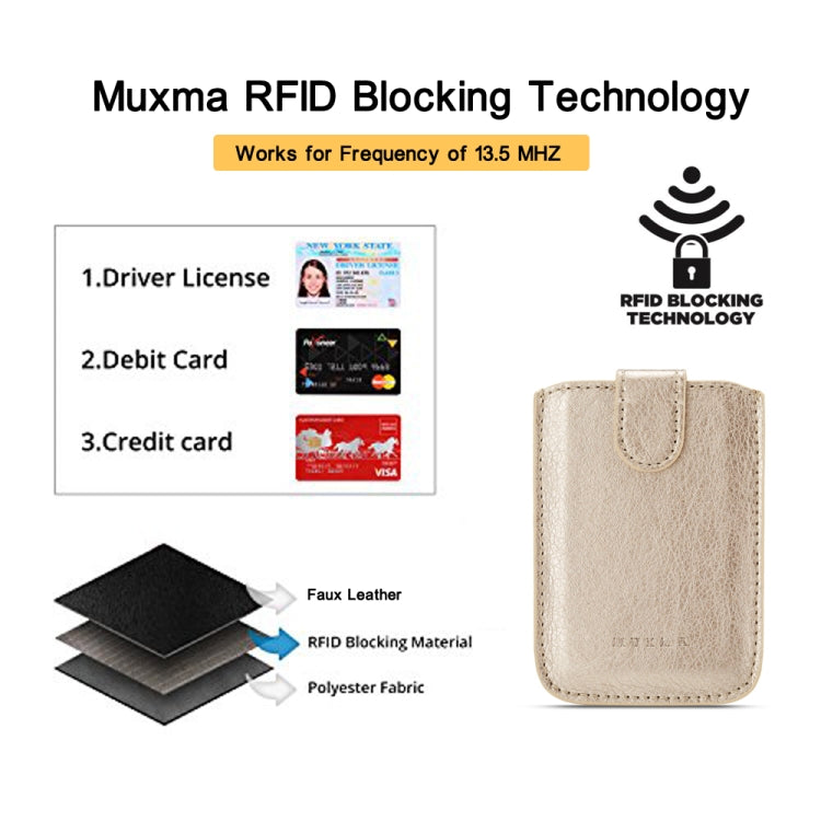 MUXMA RFID Blocking Leather Pocket Card 5 Card Pack Mobile Shell 3M Plastic Credit Card Set