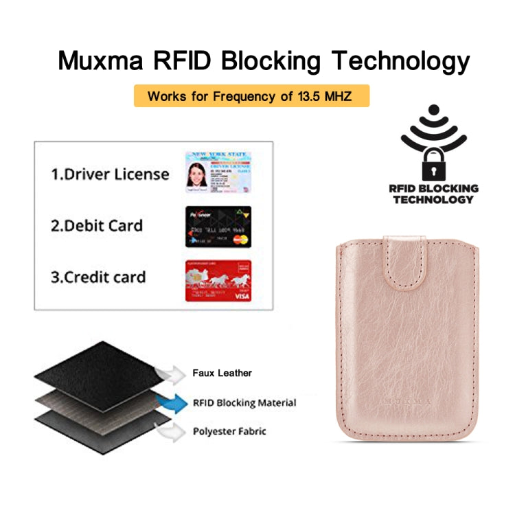 MUXMA RFID Blocking Leather Pocket Card 5 Card Pack Mobile Shell 3M Plastic Credit Card Set