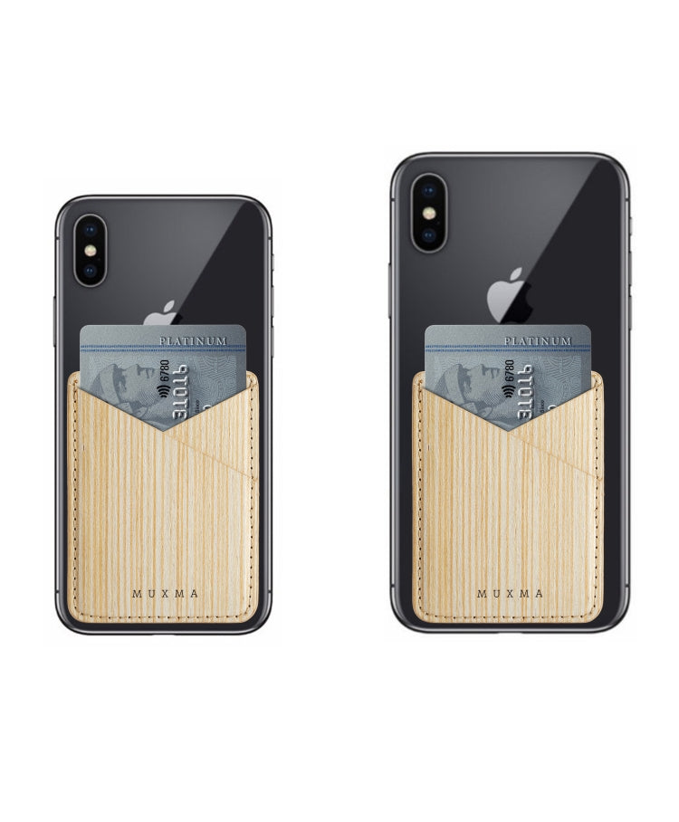 MUXMA Pine Grain Pocket Card Mini Mobile Phone Case 3M Plastic Credit Card Set
