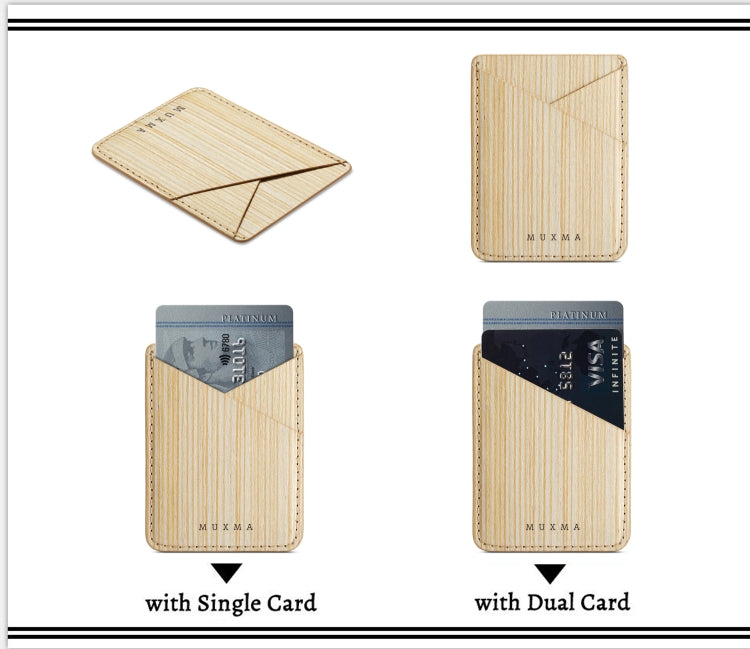 MUXMA Pine Grain Pocket Card Mini Mobile Phone Case 3M Plastic Credit Card Set