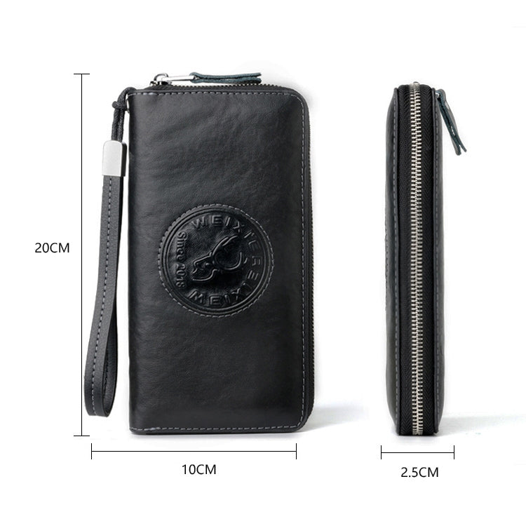 W111 Antimagnetic RFID Men Cowhide Leather Multifunctional Wallet Business Handbag with Gift Box