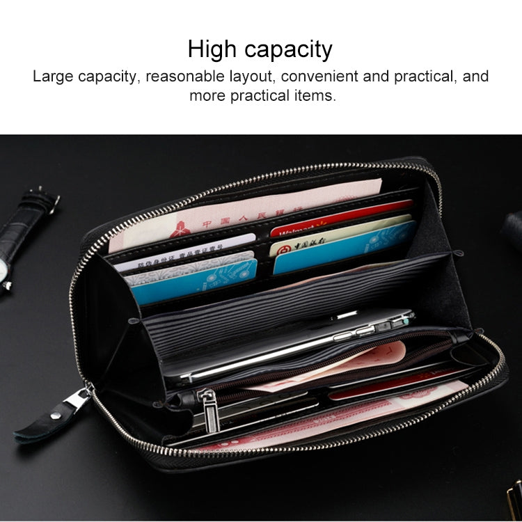 W111 Antimagnetic RFID Men Cowhide Leather Multifunctional Wallet Business Handbag with Gift Box