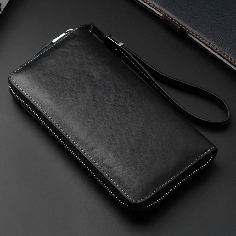 W111 Antimagnetic RFID Men Cowhide Leather Multifunctional Wallet Business Handbag with Gift Box