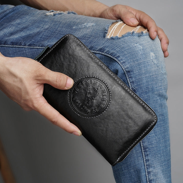 W111 Antimagnetic RFID Men Cowhide Leather Multifunctional Wallet Business Handbag with Gift Box