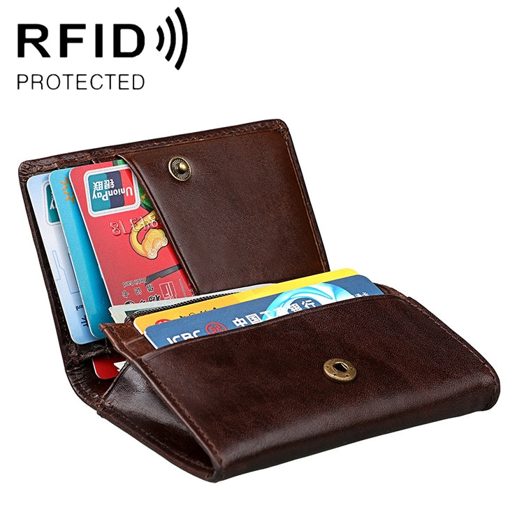 KB171 Antimagnetic RFID Crazy Horse Texture Leather Card Holder Wallet for Men and Women