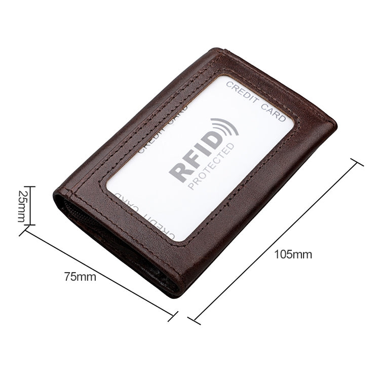 KB171 Antimagnetic RFID Crazy Horse Texture Leather Card Holder Wallet for Men and Women