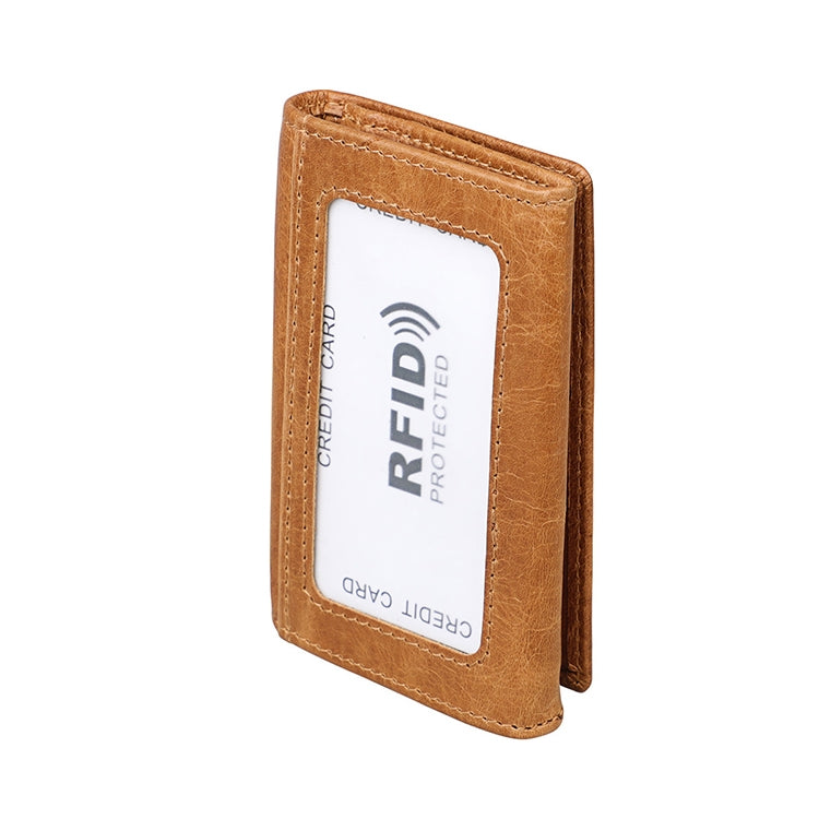 KB171 Antimagnetic RFID Crazy Horse Texture Leather Card Holder Wallet for Men and Women