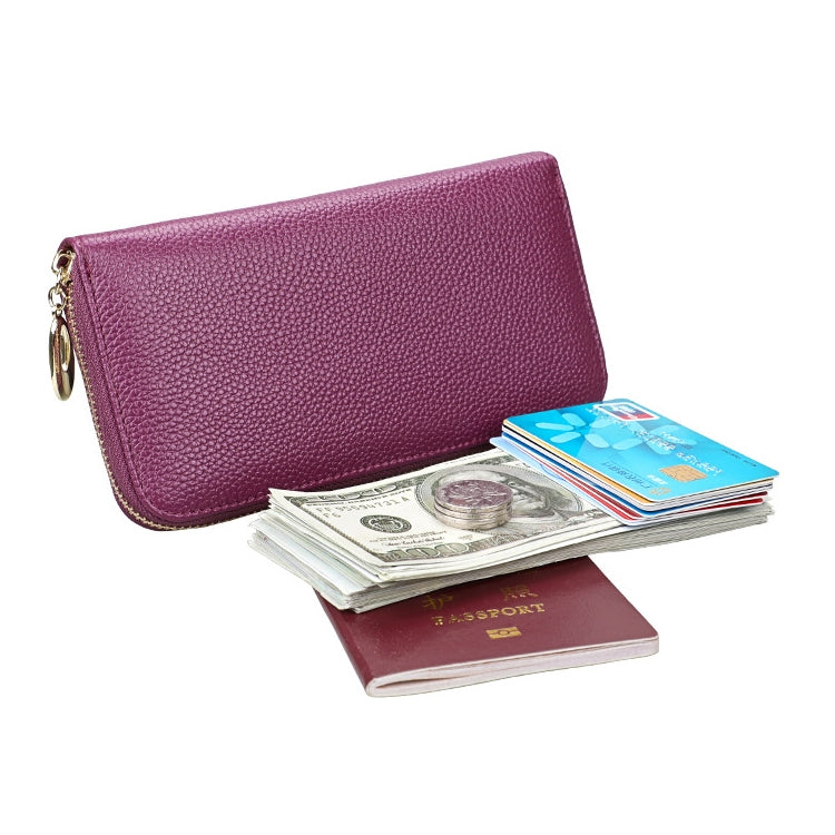 906 Antimagnetic RFID Litchi Texture Women Large Capacity Hand Wallet Purse Phone Bag with Card Slots