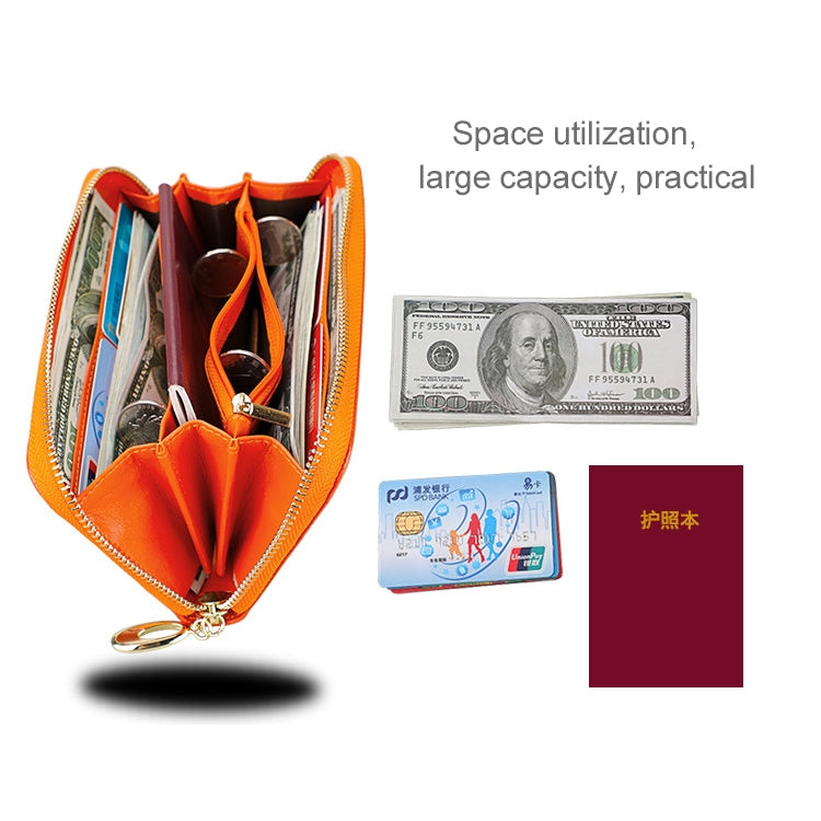 906 Antimagnetic RFID Litchi Texture Women Large Capacity Hand Wallet Purse Phone Bag with Card Slots