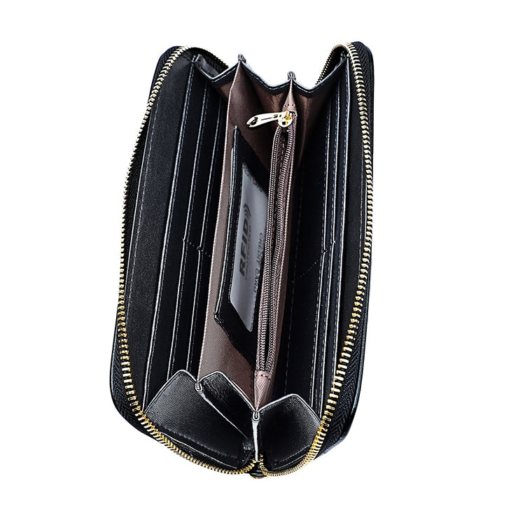 907 Antimagnetic RFID Women Flower Pattern Large Capacity Hand Wallet Purse Phone Bag with Card Slots