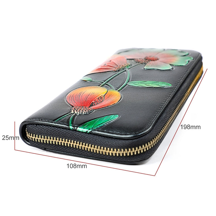 907 Antimagnetic RFID Women Flower Pattern Large Capacity Hand Wallet Purse Phone Bag with Card Slots