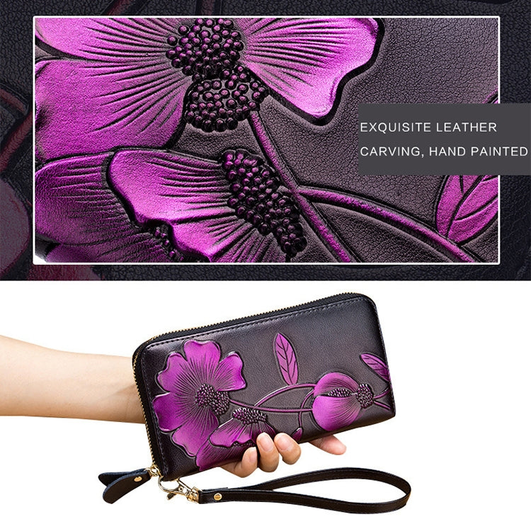 907 Antimagnetic RFID Women Flower Pattern Large Capacity Hand Wallet Purse Phone Bag with Card Slots