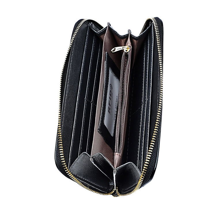 907 Antimagnetic RFID Women Flower Pattern Large Capacity Hand Wallet Purse Phone Bag with Card Slots