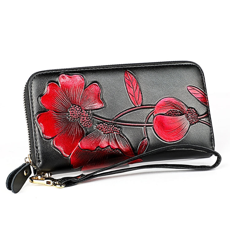 907 Antimagnetic RFID Women Flower Pattern Large Capacity Hand Wallet Purse Phone Bag with Card Slots