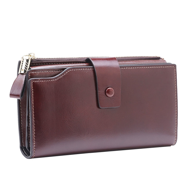 8236 Antimagnetic RFID Multi-function Oil Wax Leather Lady Wallet Large-capacity Purse