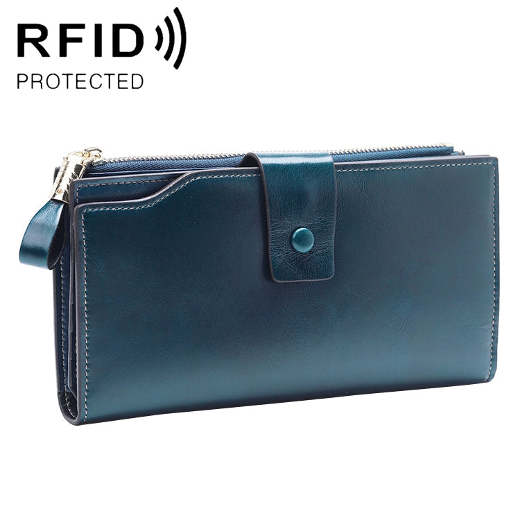 8236 Antimagnetic RFID Multi-function Oil Wax Leather Lady Wallet Large-capacity Purse