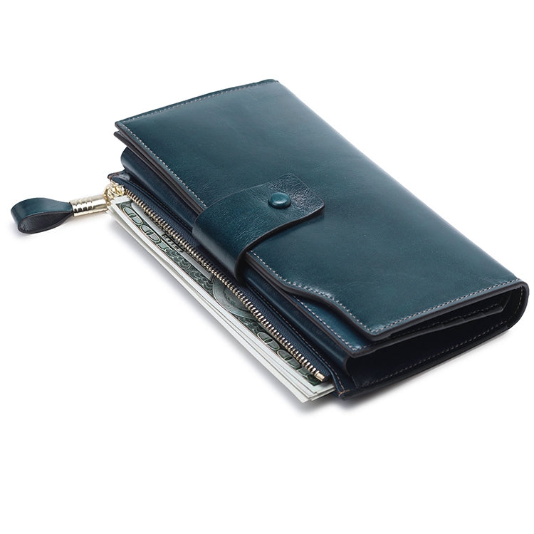 8236 Antimagnetic RFID Multi-function Oil Wax Leather Lady Wallet Large-capacity Purse
