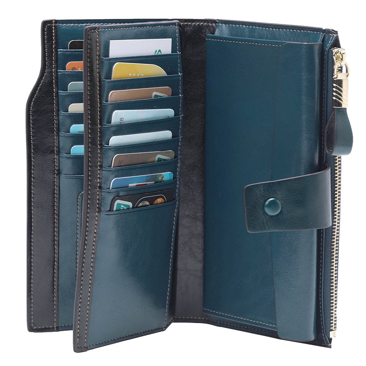8236 Antimagnetic RFID Multi-function Oil Wax Leather Lady Wallet Large-capacity Purse