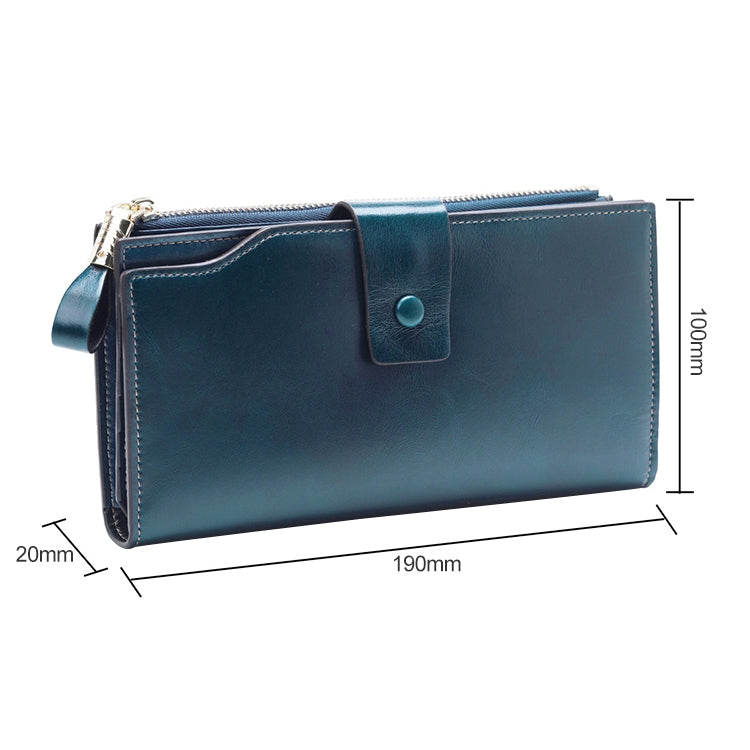 8236 Antimagnetic RFID Multi-function Oil Wax Leather Lady Wallet Large-capacity Purse